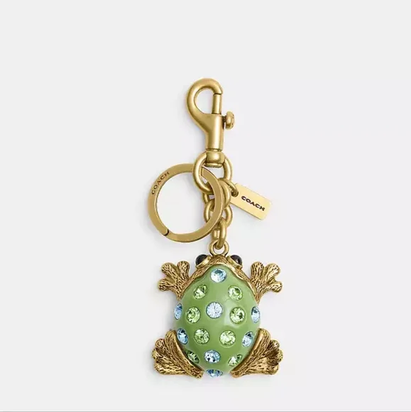 New! Coach Frog Bag Charm In Gold/ Green Multi - Picture 2 of 2